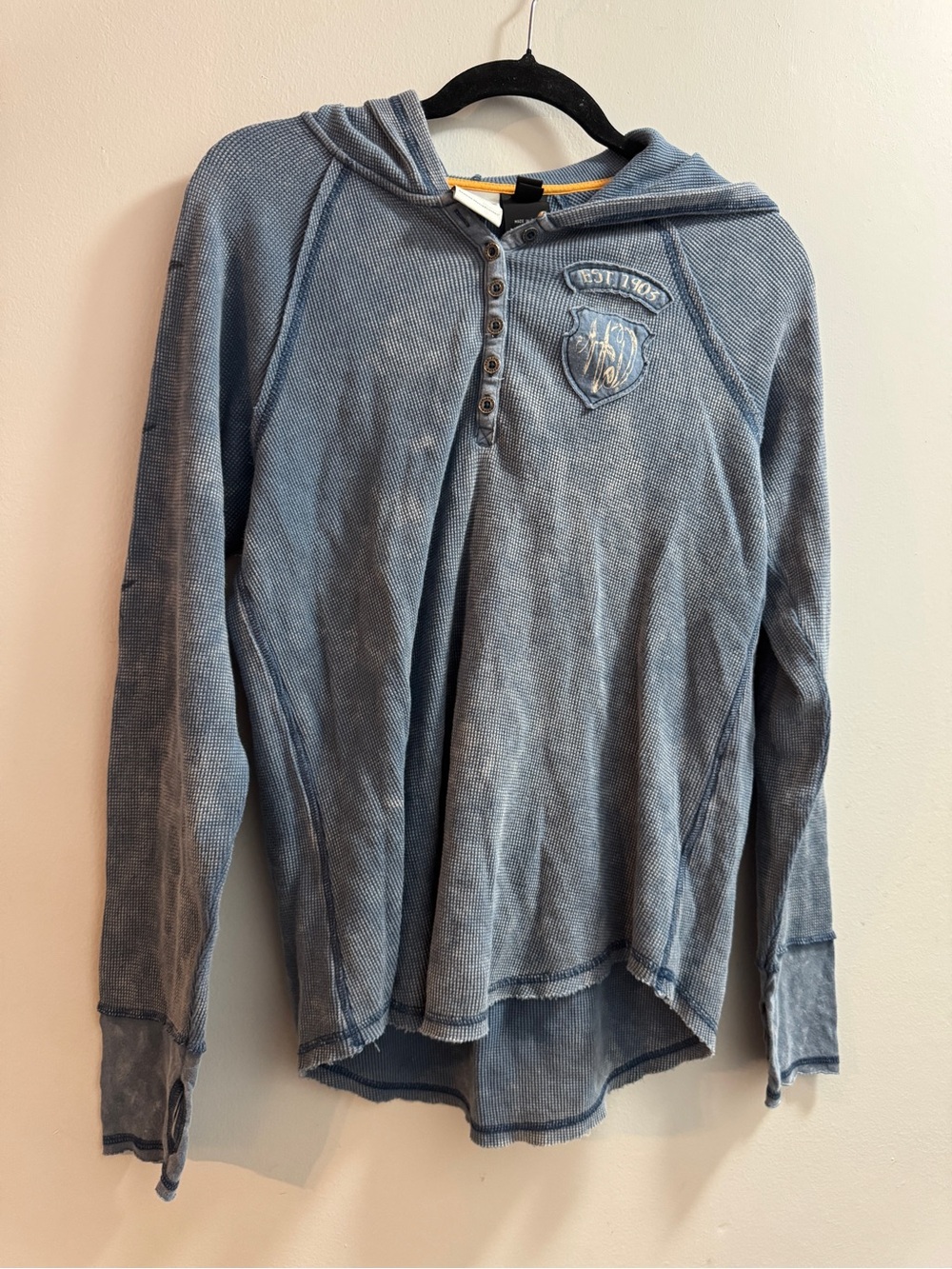 Harley Davidson Blue Hooded Henley Pullover